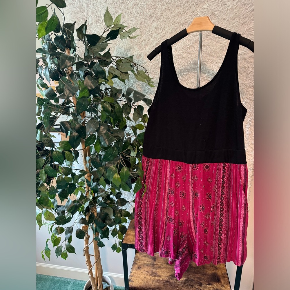 Torrid Black and Pink Tribal Tank Romper (Size 2)